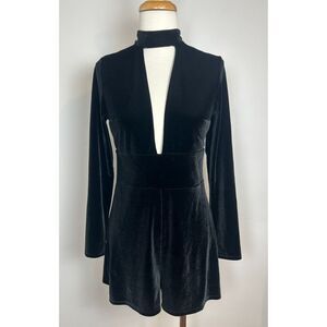 Vintage 90s Y2K Express Club Black Romper Shorts Coquette Fairy Grunge Whimsy S